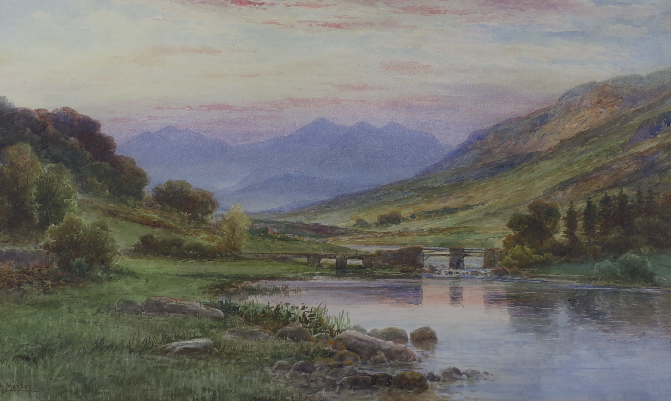 Ralph Morley (fl.1870-1900), pair of watercolours, 'Snowdon from Kappa Key' and 'Grasmere', signed, 27 x 45cm